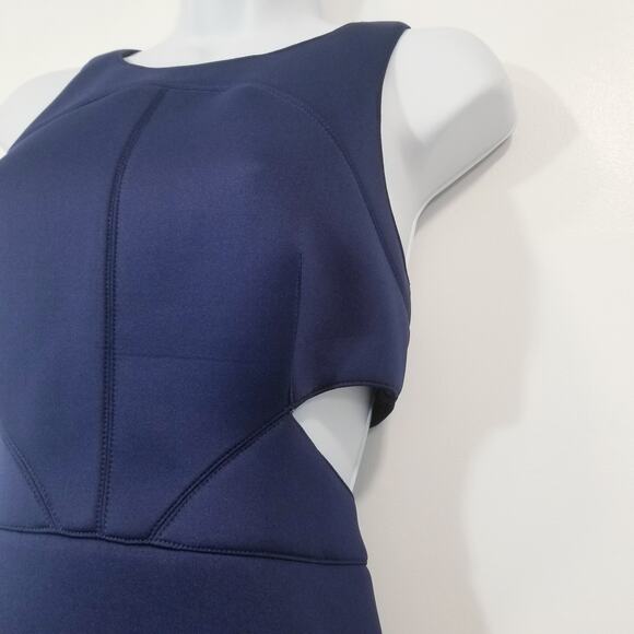 Hunter Bell Women size 6 Navy Blue Cutout Midi Bodycon Dress Sleeveless - Picture 5 of 16